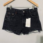 ZARA New Black High Waisted Bohemian Distressed Ripped Shorts 100% Cotton Size 8 Photo 13