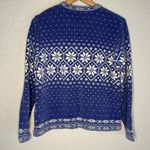 Croft & Barrow Periwinkle White Fair Isle Ski Sweater Silver Toggles Chenille Cardigan Winter Photo 8