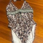 Vince Camuto Leopard Print One-Piece Swimsuit with Green Tribal Accent Photo 0