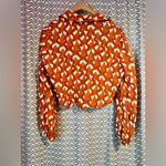 ZARA | Terracotta Linen Blend Twist-Front Crop Top with Beaded Cuffs, Size L Photo 6