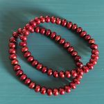 Multipack Cultured Freshwater Dyed Pearl Stretch Bracelets 4 Piece Set Red Photo 2