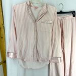 Victoria's Secret Victoria’s Secret Glazed Satin Long Pajama Set Striped Medium Pink Photo 0