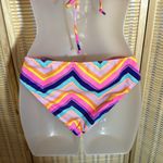 Victoria's Secret 2 Piece Bikini Bright Rainbow Chevron Stripes Halter Top M Photo 10