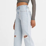Levi's Levi’s Premium Light Wash Distressed Ribcage Straight Jeans‎ Photo 0