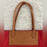 Lucky Brand ‎ Leather Floral Embossed Patch Canvas Tote bag Photo 1