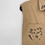 Vans Womens Khaki Embroidered Sleeveless Retro Button Front Coveralls Size XS Photo 5