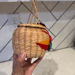 vintage handmade woven bucket basket purse bohemian coastal, or cottagecore mini Photo 4
