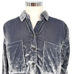 Pilcro Anthropologie The Hadley Relaxed Velvet Button Down Shirt S Gray Photo 6