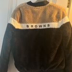 NFL Cleveland Browns Women's Black and Cream Sherpa Jacket Photo 5