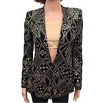 ZARA  BLACK BLAZER VELVET EMBROIDERED GOLD SEQUINS COAT JACKET TRINNY - Large Photo 8