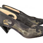 Steiger Vintage Black Suede Mesh Women's Heels, Size 7 Photo 0