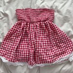 Red Gingham Strapless Top Photo 0