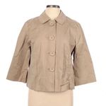 New York & Co Khaki Cotton Button Flared Cropped Blazer Photo 0