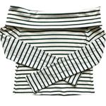Miou Muse Womans Striped off the shoulder Top Size M Green Beige Ribbed Stretch Size M Photo 2