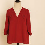 Rue 21  Red Lightweight Blouse with Buckle Detail | Size S Photo 0