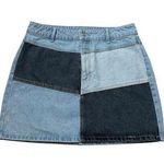Wild Fable Denim Mini Skirt Patchwork Size 10 Retro Fun Boho Western Photo 0