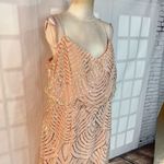 Adrianna Papell  NWT Pink Gold Spaghetti Strap Sequin Mesh Blouson Gown Size 18 Photo 5