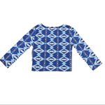 Forever 21  cropped top blue top diamond shaped pattern crop top S 3/4 sleeves Photo 1