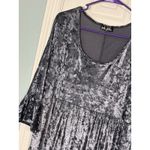 Bella Flore Cobalt Blue Crushed Velvet Look Long Sleeve Dress, Bell Sleeve, 1X Photo 1