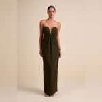 Lulus LULU’S Thula Dark Olive Cutout U-Bar Column Maxi Dress Photo 4