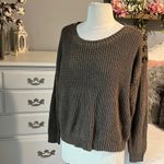 Pink Rose  Brown Acrylic Sweater Cropped Crewneck Comfy Womens Medium Photo 4