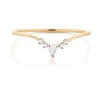 Boutique NEW Beautiful Chevron Opal Synthetic Diamond Ring, Pretty Pearl Ring, Size 6 Photo 1