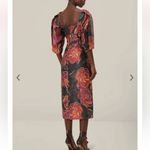 Farm Rio  Shiny Chita Black Shorts Sleeve Midi Dress S Photo 2