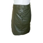 Nicholas Gabriella Mini Skirt in Green 2 Womens Faux Leather Vegan Photo 5