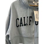 Refuge Cropped Hoodie Jacket Womens Med Full Zip Blue CALIFORNIA Embroidered NWT Photo 3