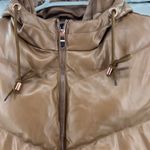 Cavalini  XL faux leather puffer vest hooded winter fall outdoor neutral gorp Photo 3