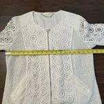 Trina Turk  white eyelet crochet lace zip up jacket Photo 8
