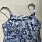 Blue Floral Slip Style Intimates Dress With Adjustable Straps And Lace On Bottom Size L Photo 1