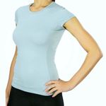 Alo Yoga Coolfit Mesh Back Short Sleeve Top in Light Blue Size Medium Photo 0