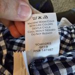 Draper James  Women’s Gingham Puff Sleeve Peplum Top Blue White Blouse Size L Photo 4