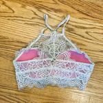 PINK - Victoria's Secret Victoria's Secret PINK White Lace Bralette Push Up Bra Halter S Crop Top Photo 3