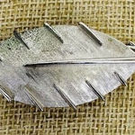 Trifari Vintage‎  Brooch Silver Tone Leaf Brushed Signed 2 1/4" Photo 0