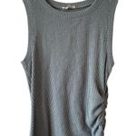 Moa Moa Adjustable Scrunched Side Midi Dress Size Medium Textured Dusty Blue Photo 1