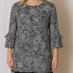 Michael Kors  Black Ruffled Flutter Sleeve Blouse Photo 0