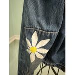 Calvin Klein Vtg 90’s  Denim Jean Jacket Blue hippie SZ M Peace Daisy Painted Photo 3