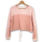 Hollister - Color Block Pink Waffle Knit, Open Back, Cinch Waist Long Sleeve Photo 9