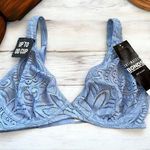 5/$65 Bonds Intimately Womens Bra 34B Lace Deep V Bra Sheer Underwire Blue NEW Size undefined Photo 0
