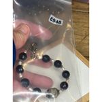 None Handcrafted Black Beaded Bracelet With Pearl Accents & Silver-Tone Clasp Photo 6