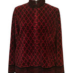 Talbots Women's Red Black Fleece Snowflake Full Zip Jacket Size Large Vintage Photo 0