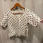 Banana Republic Cute creamy linen print crop short sleeve top scoop neck Photo 10