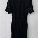 Kazar Black Silk Vintage Beaded Short Sleeve Mini Cocktal Dress Size Large Photo 2