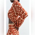 ZARA | Terracotta Linen Blend Twist-Front Crop Top with Beaded Cuffs, Size L Photo 1