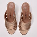 Pedro Garcia Women's Satin Dusty Rose Pink Multi Band Mules Sandals Size 37 Tan Photo 2