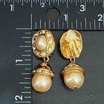 Liz Claiborne Vintage LCI Faux Pearl Gold-tone Luxury Drop Earrings Photo 9
