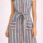 Monteau Striped Button Front Midi Shirt Dress with Belt Size S Photo 0