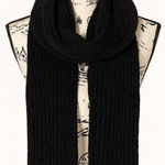 Black Ribbed Winter Scarf | Made in USA | Acrylic Knit Photo 0